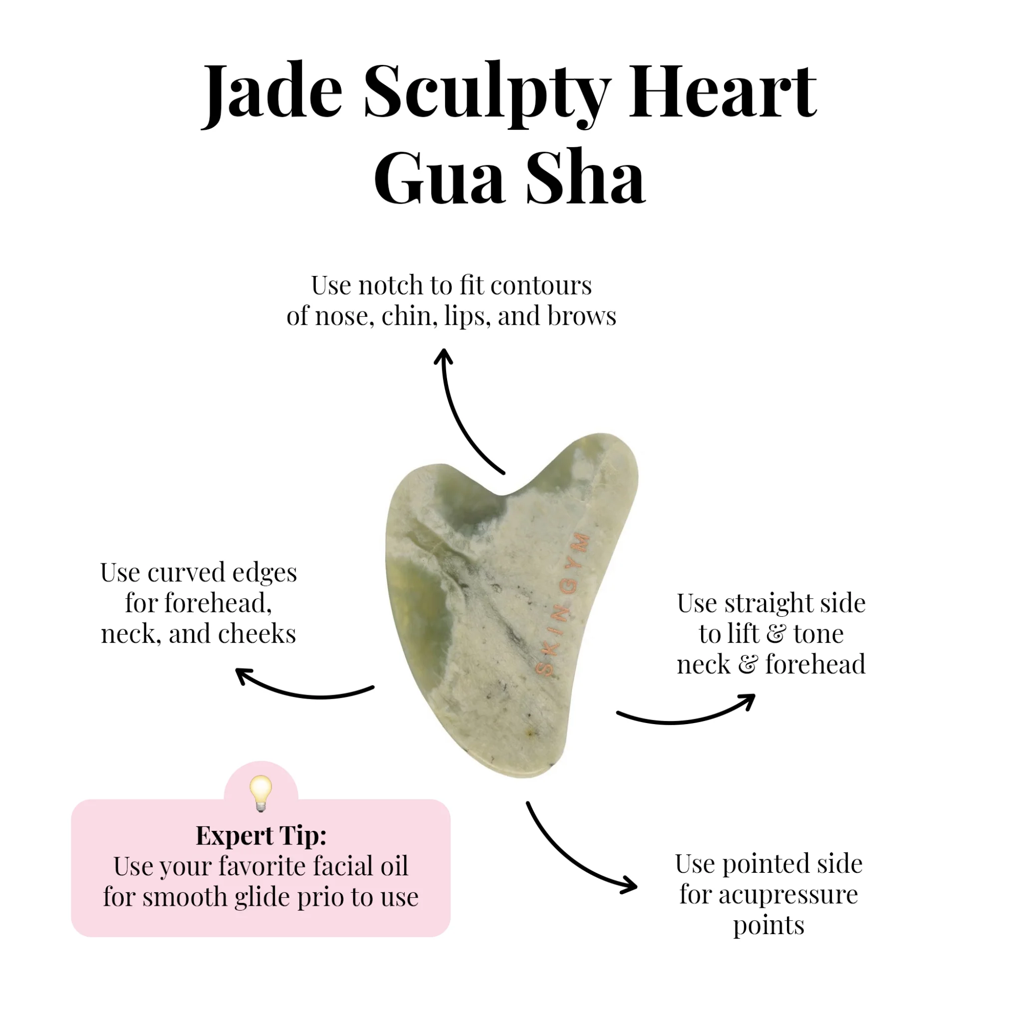 Jade Sculpty Heart Gua Sha Tool - Image 4