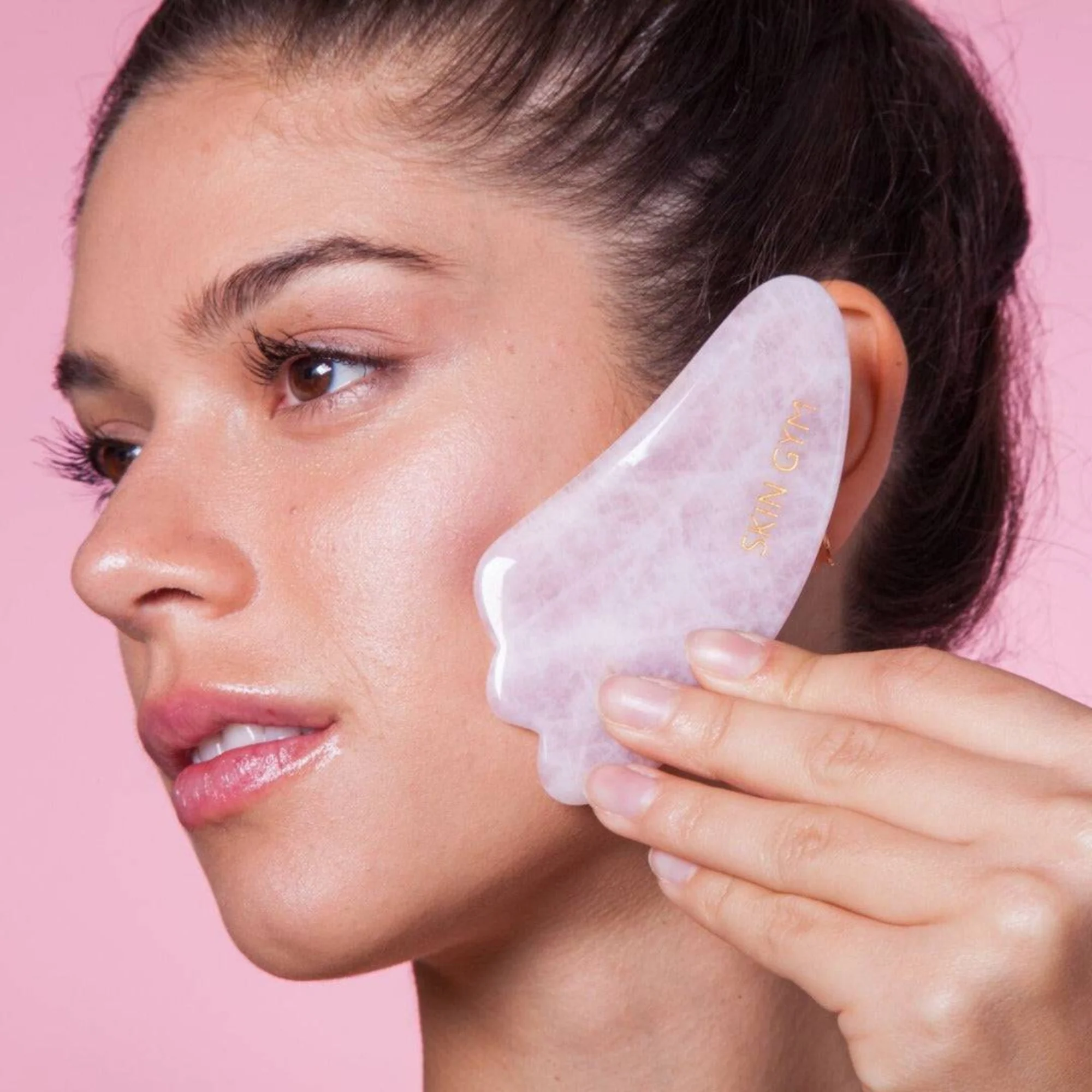Rose Quartz Gua Sha Crystal Sculpty Tool - Image 3