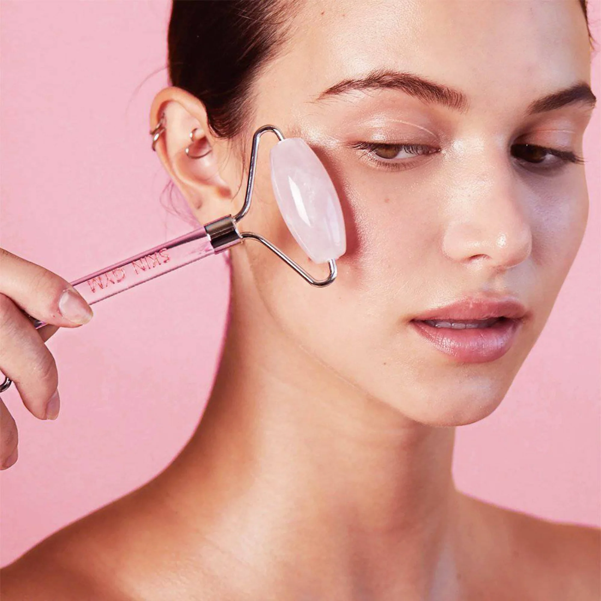 Rose Quartz Workout Roller and Gua Sha Set - Image 3