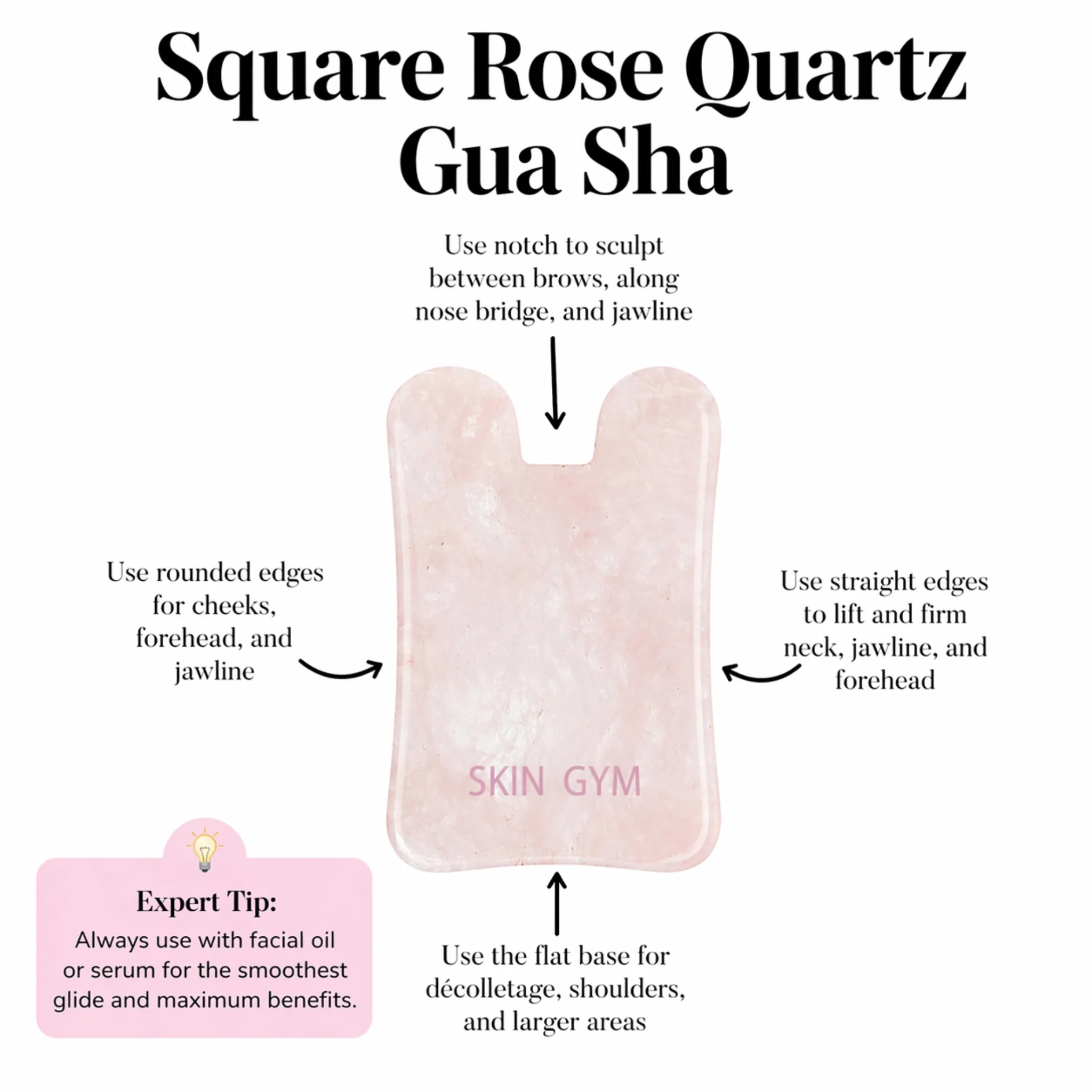 Square Rose Quartz Gua Sha - Image 3